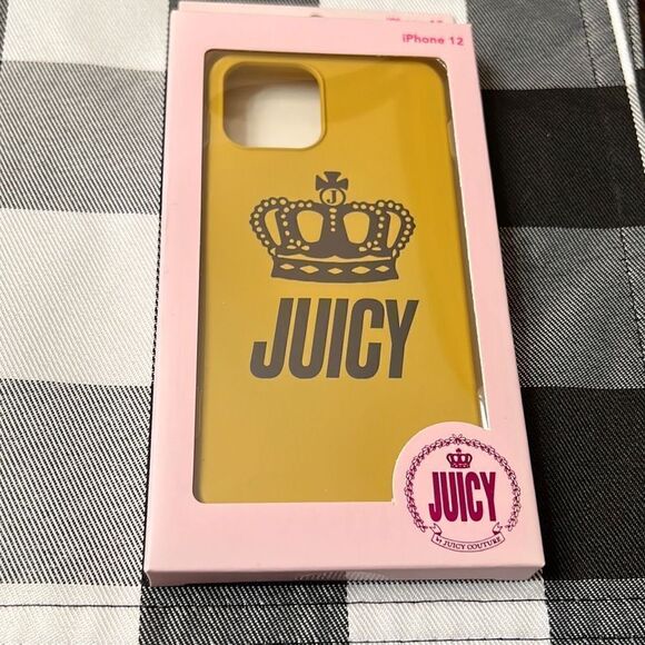 Juicy Couture iPhone 12 Silicone Case Crown Mineral Yellow Black Comfy Feel - Picture 1 of 9